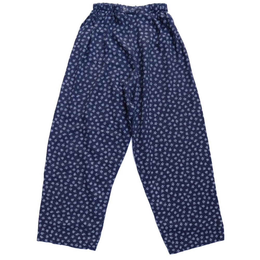 Vintage Flower Print Navy Blue Pants